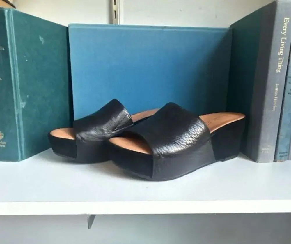 Gentle Souls Forella Leather Platform Slide Wedge Sandals